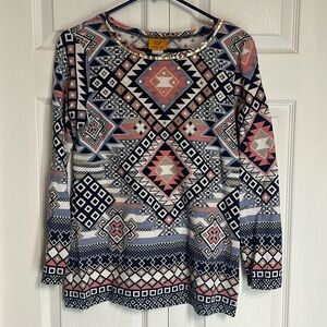 Ruby Rd Women's Aztec Print Top